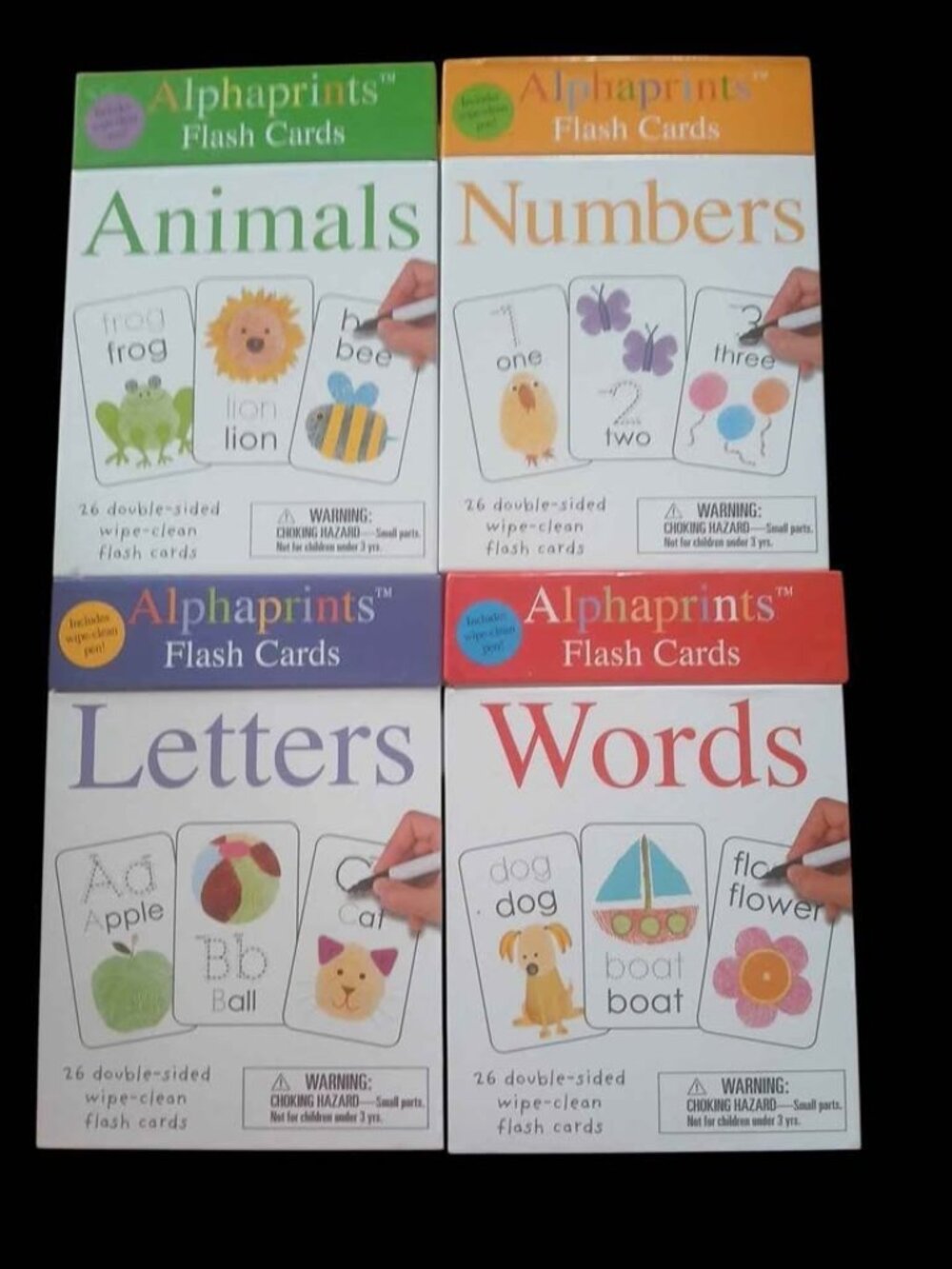 Alphaprints Wipe-Clean Flash Cards Set - Animals, Numbers, Letters, Words